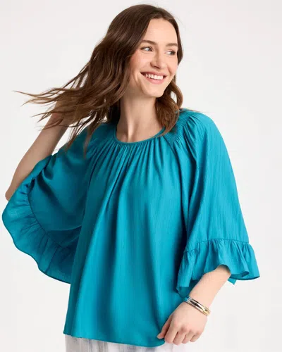 Chico's Georgette Swing Blouse In Lagoon Blue