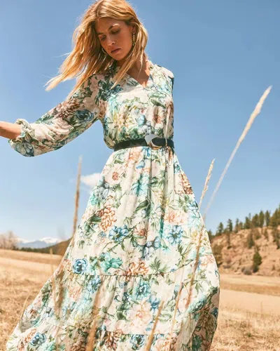Chico's Georgette Tie-front Maxi Dress In White In Sand