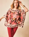 Chico's Georgette Wildflower Boatneck Poncho In Cacao In Brown