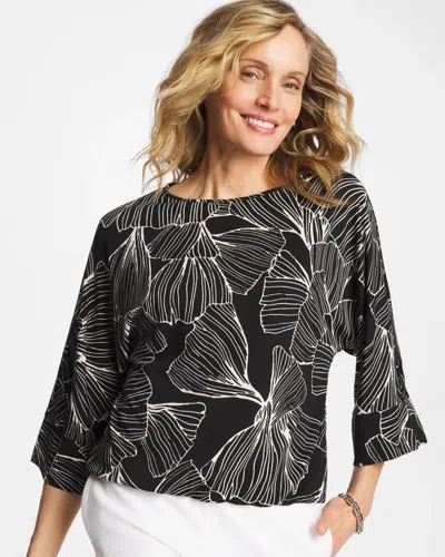 Chico's Ginkgo Matte Jersey Bubble Hem Top In Black