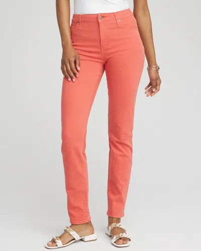 Chico's So Slimming Girlfriend Ankle Jeans In Coral Zinnia