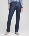 Chico's Girlfriend Coated Animal Print Jeans In Adriatic Blue Size 12 |  In Adriatic Blue