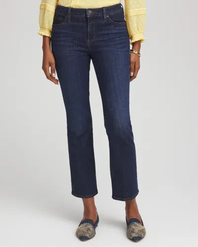 Chico's Girlfriend Cropped Flared Jeans In Dark Sapphire Indigo