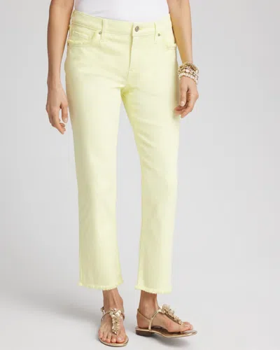Chico's Girlfriend Frayed Cropped Jeans In Yellow Size 16/18 |  In Bright Yellow
