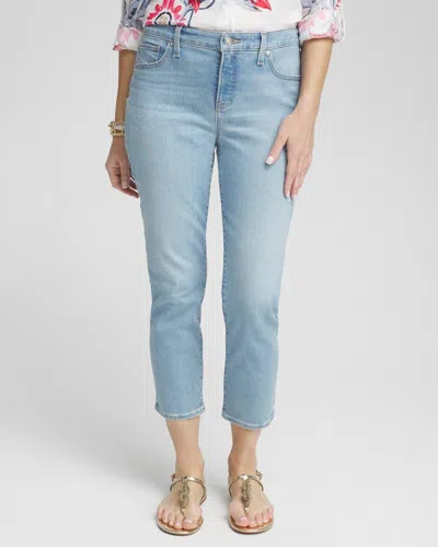 Chico's Girlfriend Cropped Jeans In Light Wash Denim Size 0/2 |