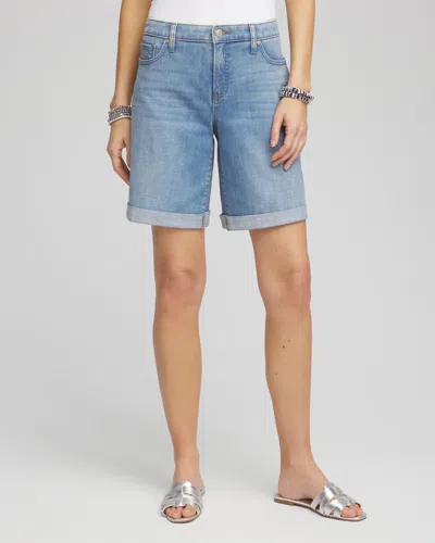 Chico's Girlfriend Cuffed Swing Denim Shorts In Blue