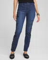 Chico's Girlfriend Embroidered Ankle Jeans In Marina Bay Indigo Size 16 |  In Marina Bay Indigo