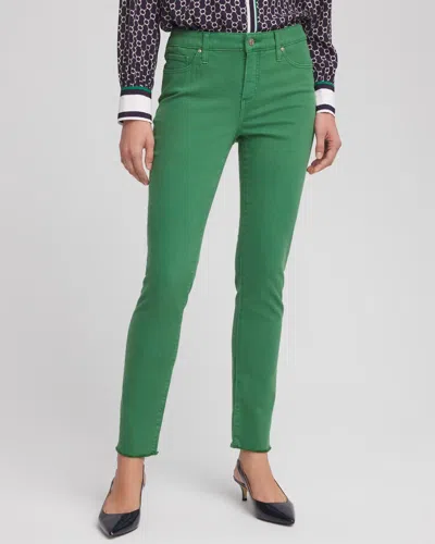Chico's Girlfriend Fray Hem Ankle Jeans In Jardin Green