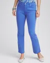 Chico's Petite Girlfriend Fray Hem Kick Flare Jeans In Blue Size 18p |  In Blue Pearl