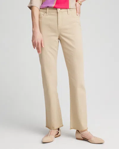 Chico's Girlfriend Fray Hem Kick Flare Jeans In Brown Size 16/18 |  In Wild Truffle