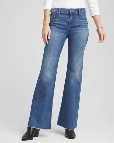 Chico's Girlfriend Frayed Flared Jeans In Jessamine Indigo