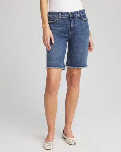 Chico's Girlfriend Frayed Jean Shorts In Rimini Indigo