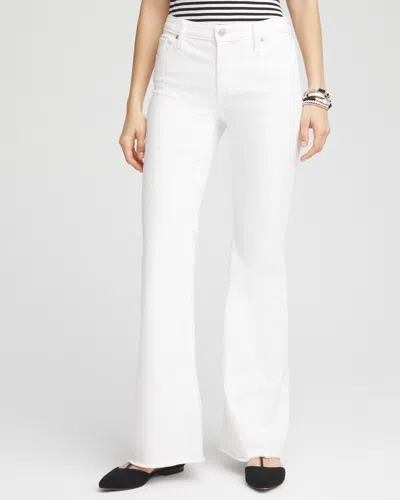 Chico's Girlfriend No Stain Frayed Flared Jeans In White Size 18 |  In Alabaster