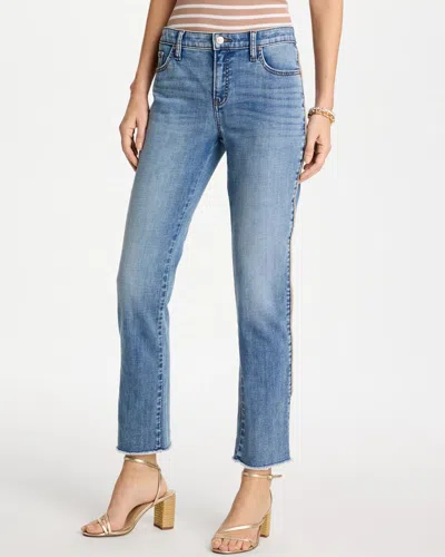 Chico's Girlfriend Roll Cuff Crop Jeans In Allegro Indigo In Blue