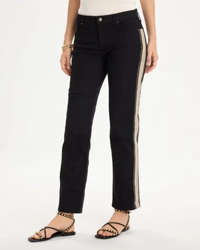 Chico's Girlfriend Seam Detail Straight Ankle Jeans In Black