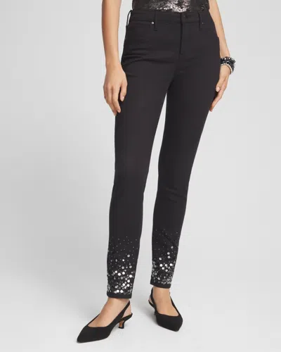 Chico's Girlfriend Sequin Ankle Jeans In Black Size 18 |