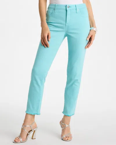 Chico's Girlfriend Slim Frayed Crop Jeans In Bondi Blue