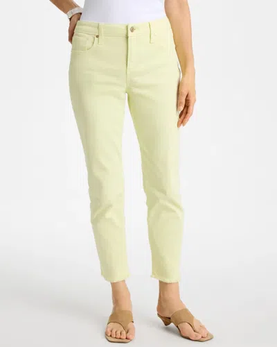 Chico's Girlfriend Slim Frayed Crop Jeans In Sage Lime In Green