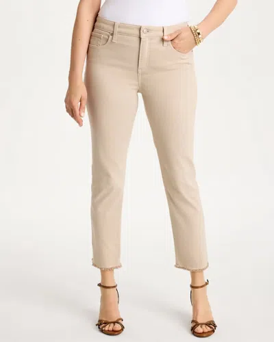Chico's Girlfriend Slim Frayed Crop Jeans In Taupe In Brown