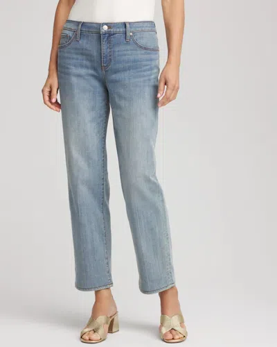 Chico's Girlfriend Straight Ankle Jeans In Azzurro Indigo