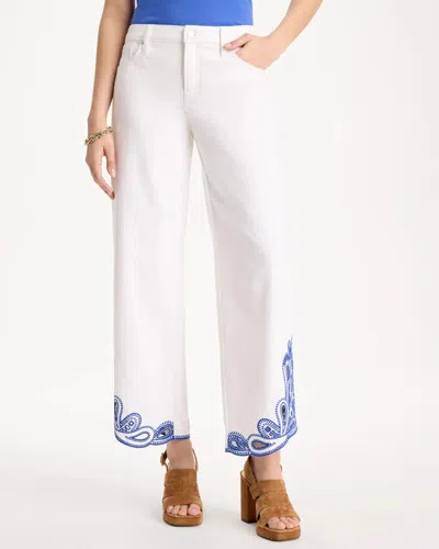 Chico's Girlfriend Wide-leg Cutout Crop Jean In White