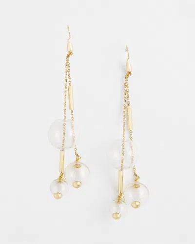 Chico's Glass & Gold Drop Earrings |  In Clear