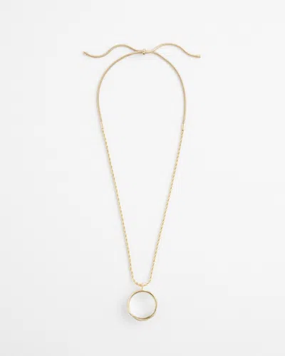 Chico's Glass Loupe Magnifier Pendant Necklace |  In Gold