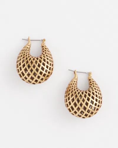 Chico's Gold Lattice Puff Hoop Earrings |