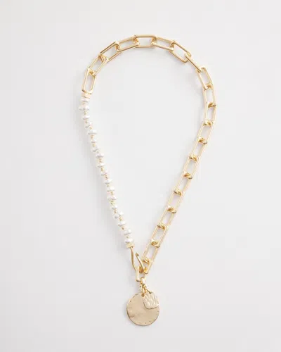 Chico's Gold Tone & Pearl Collar Necklace |