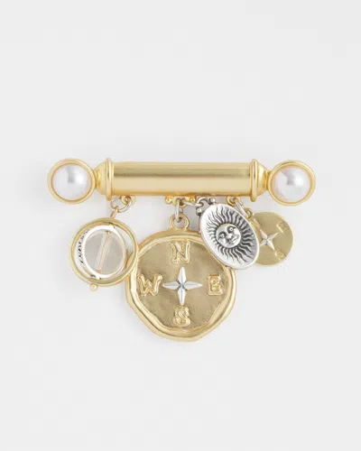 Chico's Gold-tone Bar Compass Brooch |  In Mixed Metals