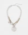 Chico's Gold Tone Beaded Charm Necklace |  In Silver