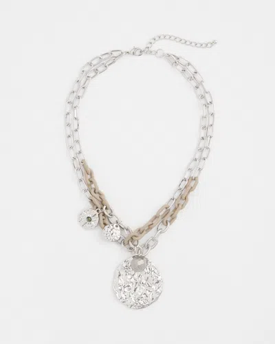 Chico's Gold Tone Beaded Charm Necklace |  In Silver
