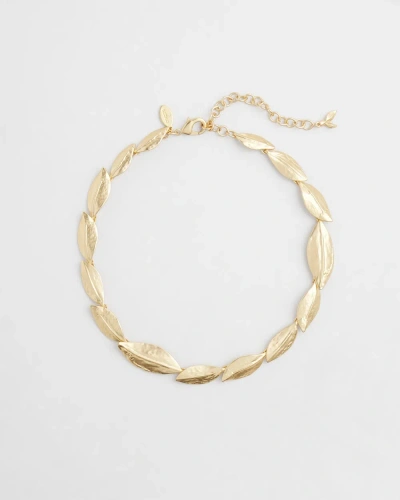 Chico's Gold Tone Leaf Bib Necklace |