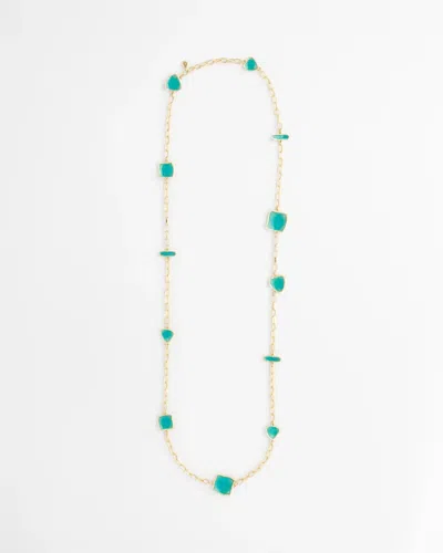 Chico's Gold Tone Single-strand Necklace In Blue