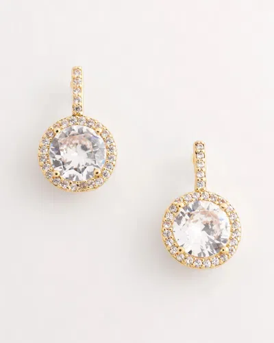 Chico's Goldtone Bezel Set Cubic Zirconia Halo Earrings
