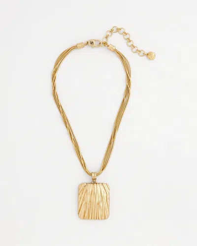 Chico's Goldtone Crinkle Pendant Necklace