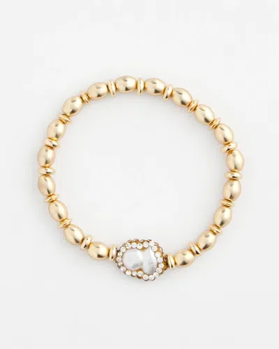 Chico's Goldtone Freshwater Pearl Stretch Bracelet