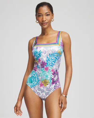 Chico's Gottex Bali Square Neck One Piece In Multi