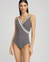 Chico's Gottex Golden Chic Surplice Swimsuit In Black/white Size 14 |  In Black/natural Cream