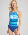 Chico's Gottex Golden Hour High-neck One Piece In Blue In Multi