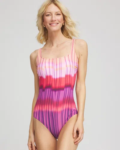 Chico's Gottex Golden Hour Square Neck One Piece Swimsuit In Pink Size 16 |
