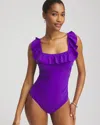 Chico's Gottex Tutti Fruitti Ruffle Neck Swimsuit In Purple Size 16 |  In Violet