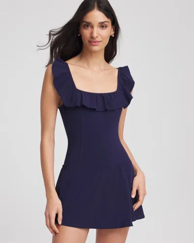 Chico's Gottex Tutti Frutti Square Neck Swim Dress In Blue