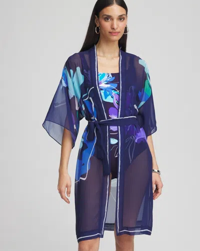 Chico's Gottex Water Lily Kimono In Blue Size Large |  In Blue Multi