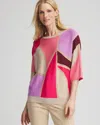 CHICO'S GRAPHIC INTARSIA PULLOVER SWEATER IN DRIED ROSES SIZE 12/14 | CHICO'S