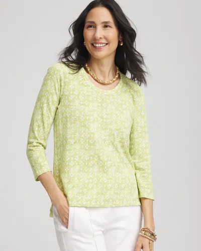 Chico's Graphic Scoop Neck Tee In Frozen Lime Size 20/22 |