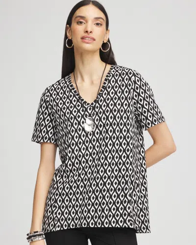 Chico's Graphic V-neck Tee In Black Size 20/22 |