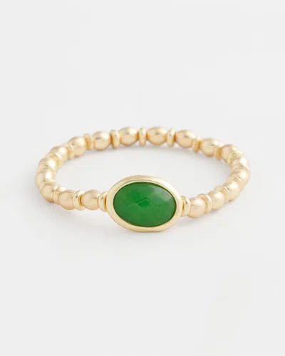 Chico's Green Agate Bezel Stretch Bracelet