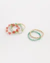 Chico's Green & Pink Stretch Set Of Five Bracelets |  In Multicolor