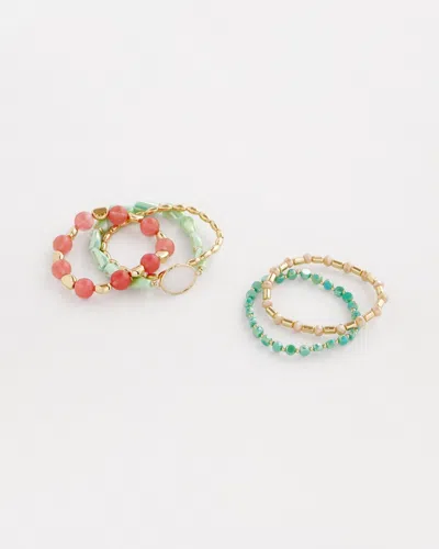 Chico's Green & Pink Stretch Set Of Five Bracelets |  In Multicolor